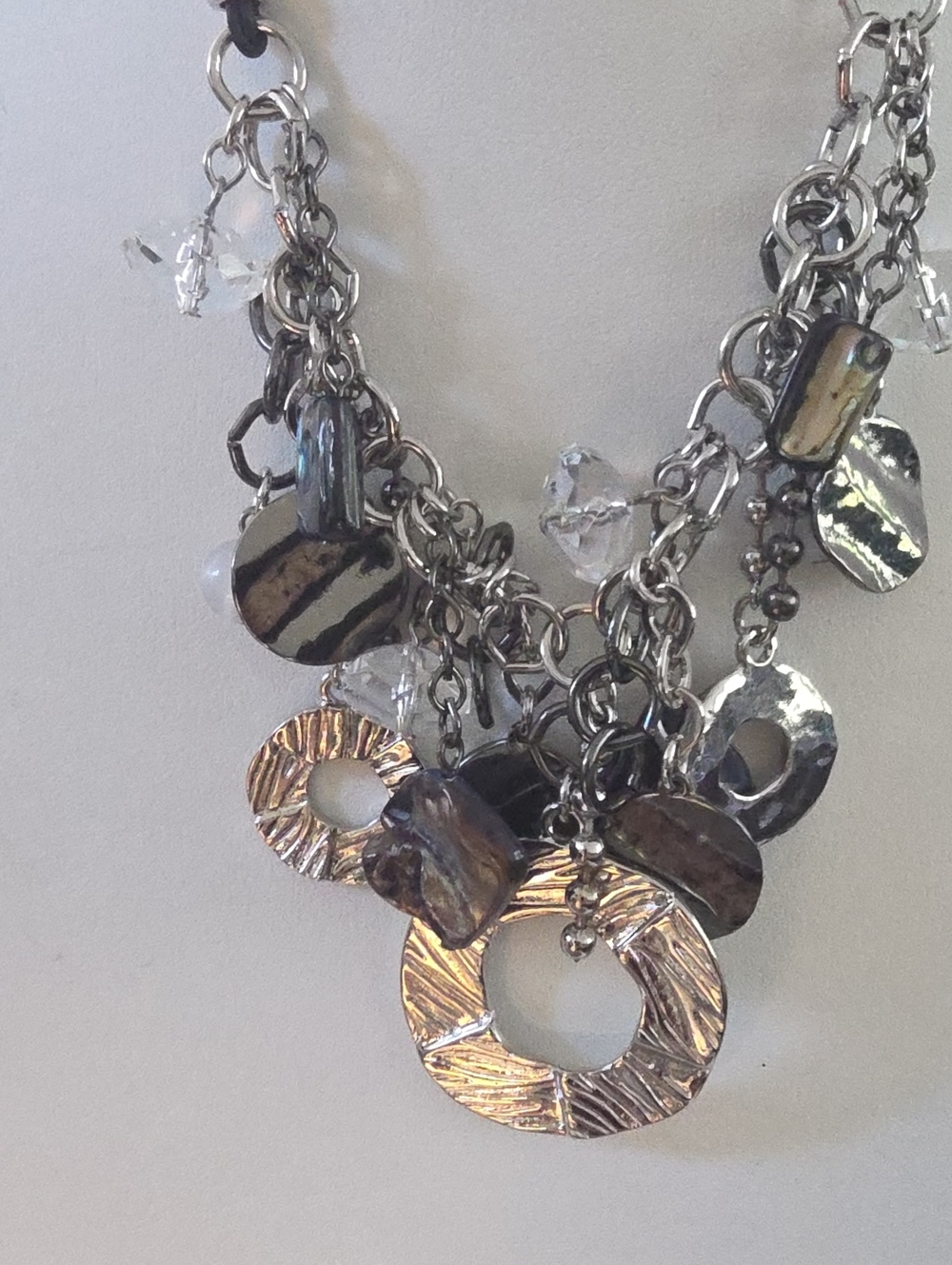 Chico's Black and Silver Mixed-Chain Statement Necklace - Picture 5 of 5